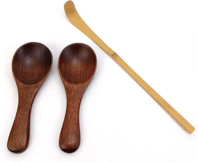 JapanBargain Wooden Tea Scoop, 2-Piece Set for Matcha, Green Tea, Spices, Sugar, Salt