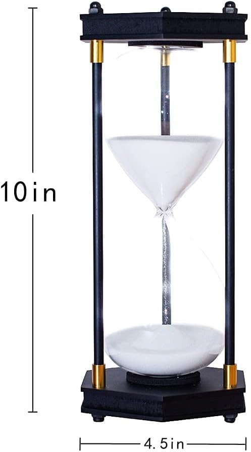 Large Hourglass Timer 60 Minute, Decorative Hexagon Frame Sandglass with White Sand