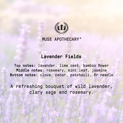 Muse Apothecary Home Ritual Active Odor Eliminator Spray - Furniture Deodorizer Spray & Bathroom Odor Eliminator for Home - Essential Oil Air Freshener - 4oz, Lavender Fields