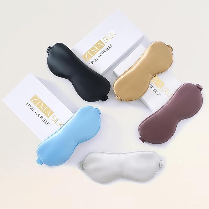 ZIMASILK Adjustable 100% 22 Momme Mulberry Silk Sleep Mask for Sleeping, Filled with Premium Mulberry Silk, Softest & Breathable Eye Sleeping Mask (Plum Wine)