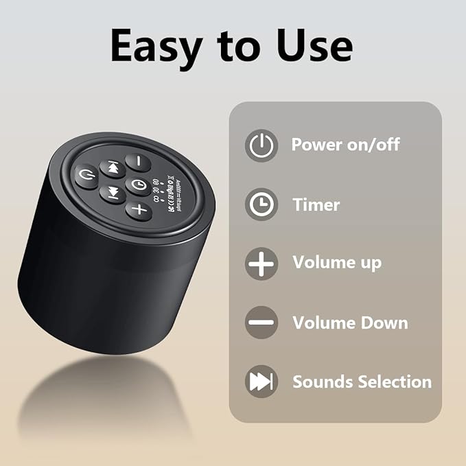 Portable Mini White Noise Machine Sound Machine with 30 Soothing Sounds for Newborn Kids Adults Rechargeable Sleep Brown Noise Machine with 4 Timers Memory Function for Travel Camping Home and Office