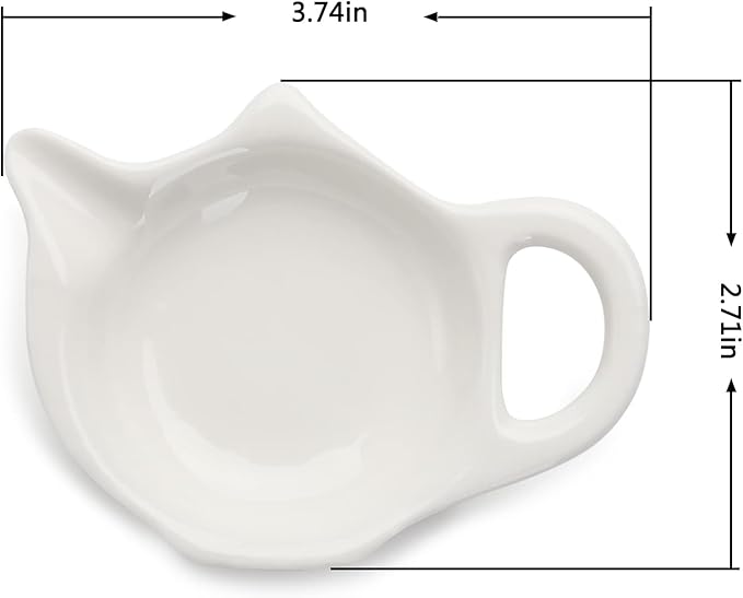 Tea Bag Holder for Used Tea Bag Teapot Shaped Tea Bag Coasters Tea Bag Saucers Set of 6- Keep Your Tea Time Tidy and Organized, White