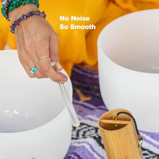 Singing Bowl Mallet Clear Acrylic Base Silicone Rubber Striker Mallet for Playing Quartz Crystal Singing Bowl with Bundle Pocket(Clear)