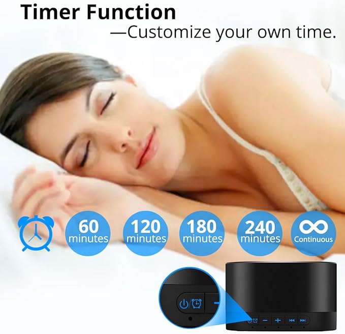Magicteam White Noise Machine with 20 Non Looping Natural Soothing Sounds Memory Function 32 Levels of Volume Powered by AC or USB and Sleep Sound Timer Therapy for Baby Kids Adults Black