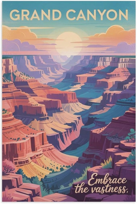 Motivational Canvas Grand Canyon Inspirational Poster Embrace The Vastness for Meditation Living Room Creative Studio Décor Print Poster Unframe-style 20x30inch(50x75cm)