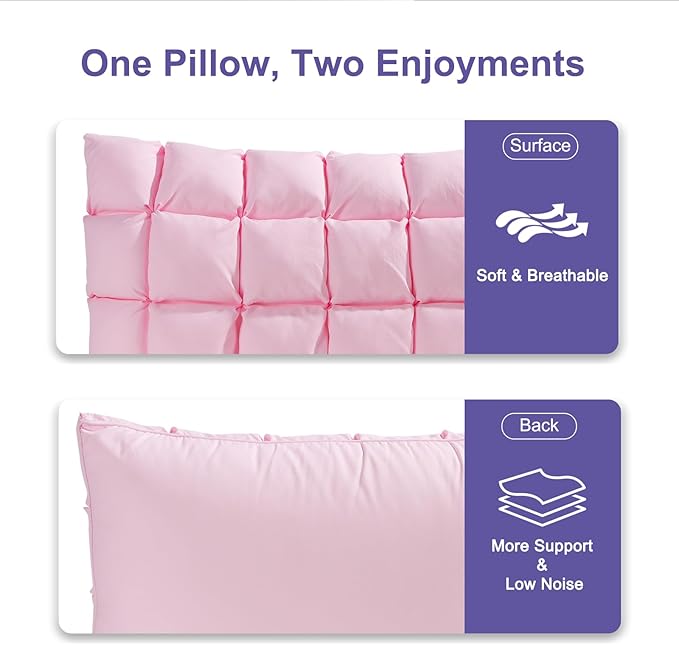 YOUR MOON Super Support Soft Down-Alternative Pillow King Size, Fluffy Soft Luxury Hotel Gel Sleeping Pillows, Bed Pillows for Side Sleepers(Pink)