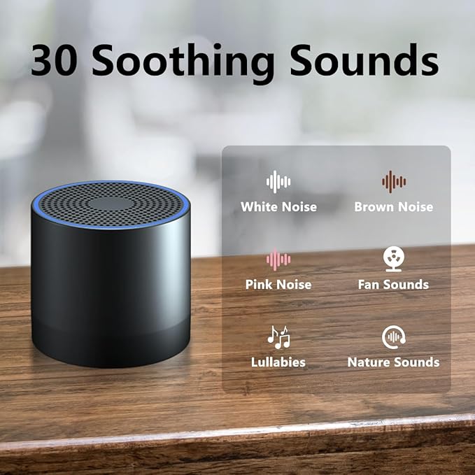 Portable Mini White Noise Machine Sound Machine with 30 Soothing Sounds for Newborn Kids Adults Rechargeable Sleep Brown Noise Machine with 4 Timers Memory Function for Travel Camping Home and Office