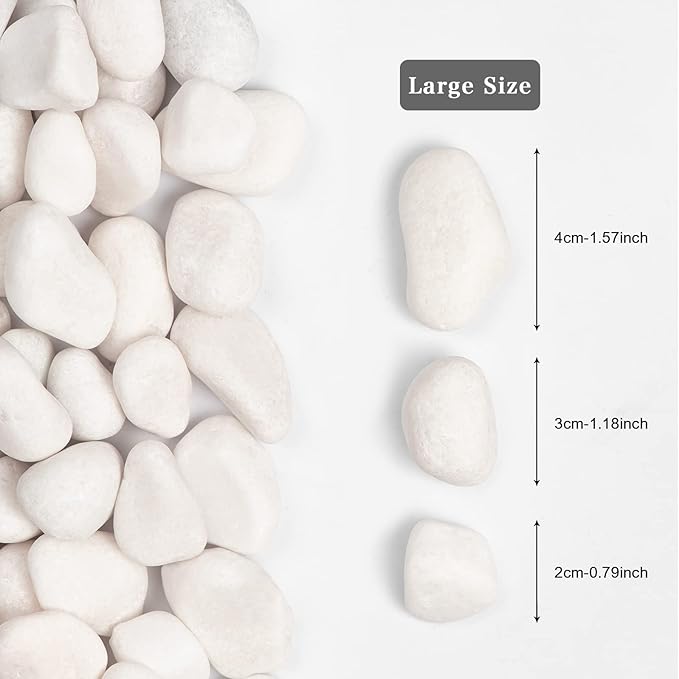 5lbs White Natural River Rocks, Polished Pebbles for Plants Garden, 1-2 inch Decorative White Stones, Ideal for Fish Tank, Vases, Crafting, Home Decor and Garden Landscaping Rocks,White