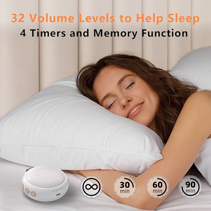 Portable Sound Machine Baby White Noise Machine Pink Noise Machine with 30 Soothing Sounds for Newborn Kids Adults Battery Sleep Brown Noise Masker 4 Timers Memory Function for Travel Home Office