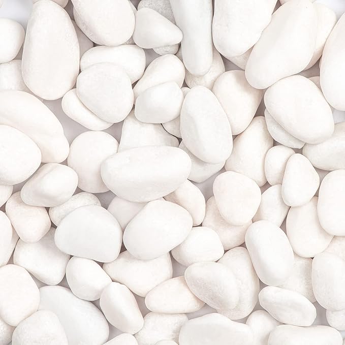 5lbs White Natural River Rocks, Polished Pebbles for Plants Garden, 1-2 inch Decorative White Stones, Ideal for Fish Tank, Vases, Crafting, Home Decor and Garden Landscaping Rocks,White