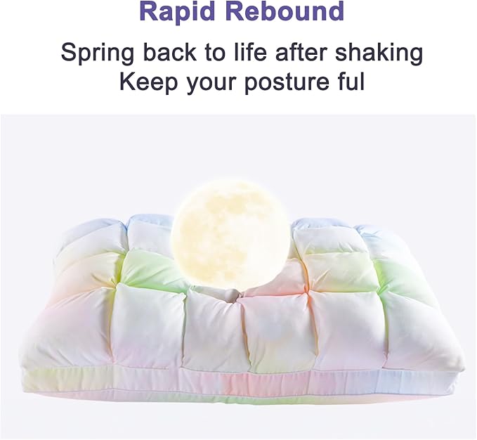 YOUR MOON Soft Pillows for Sleeping, Support Bed Pillows, Fluffy Down Alternative Pillow, Luxury Hotel Gel Pillows for Side Sleeping Queen Size (Rainbow)