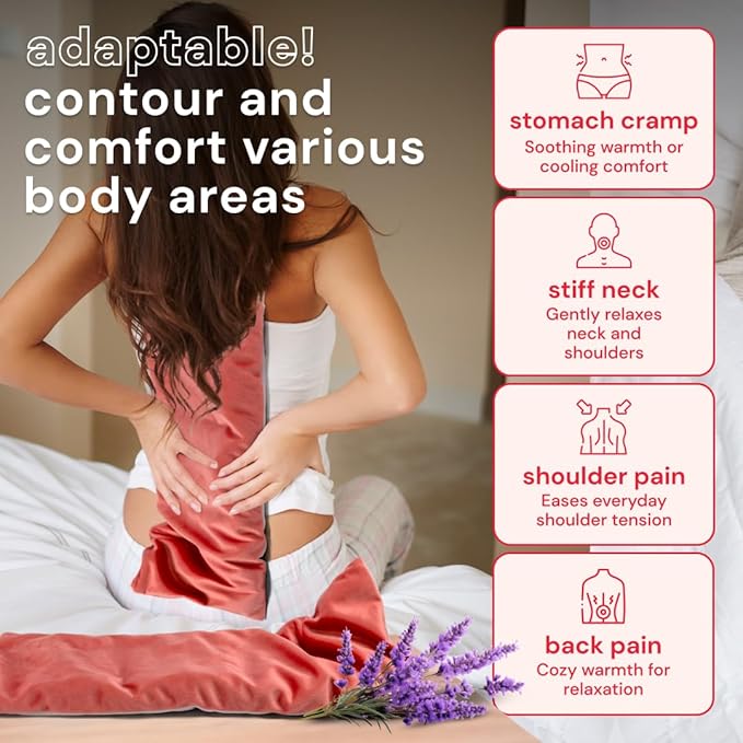 Premium Dutch Velvet Microwave Heating Pad (18” x 7”) - Lavender Scented Microwavable Heating Pad for Period Cramps, Neck, Shoulder, Back - Machine-Washable, Dual Temperature Moist Heat with Flaxseeds