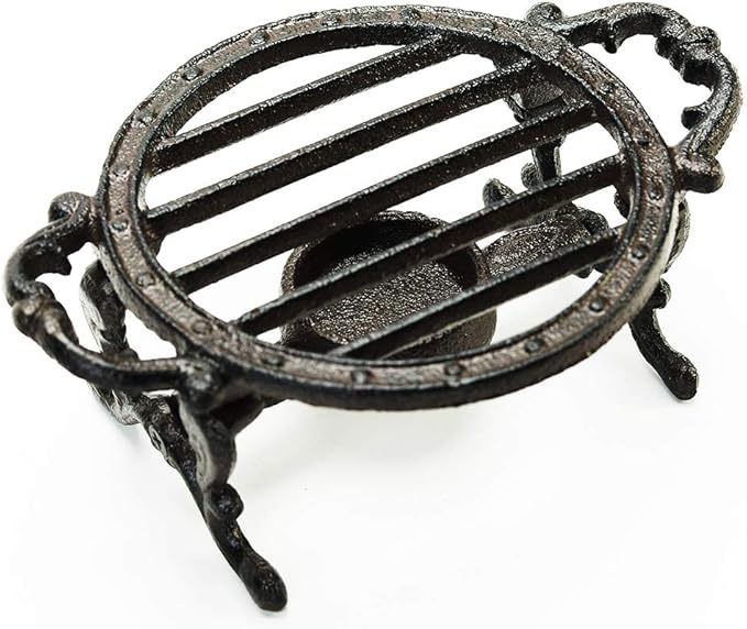 Sungmor Heavy Duty Cast Iron Teapot Dish Warmer Stable Holder for Tealight Stand | Tealight Warmer Decorative Stove for Villa Yard Balcony-Round
