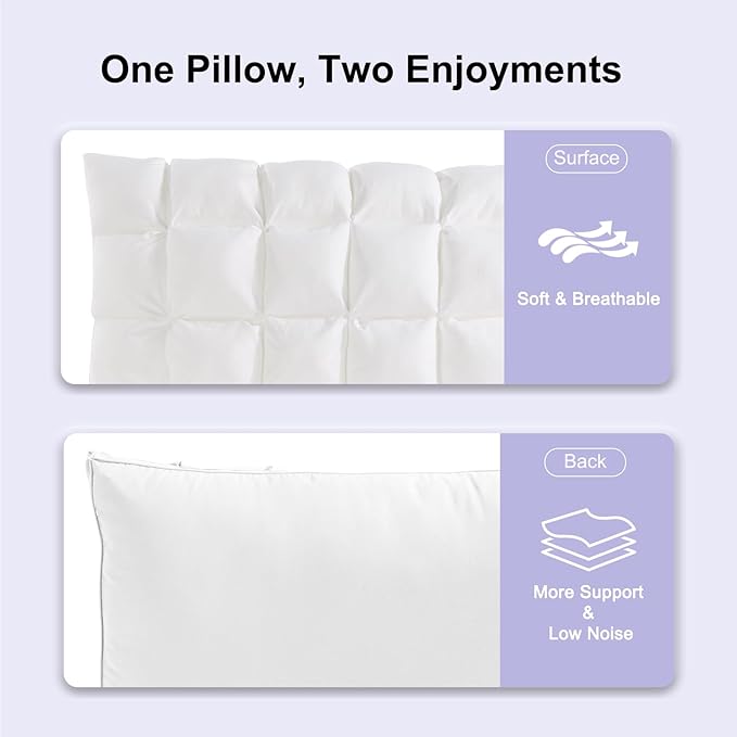 YOUR MOON Soft Pillows Queen Size for Sleeping, Support Bed Pillows, Fluffy Down Alternative Pillow, Luxury Hotel Gel Pillows for Side Sleeping (White)