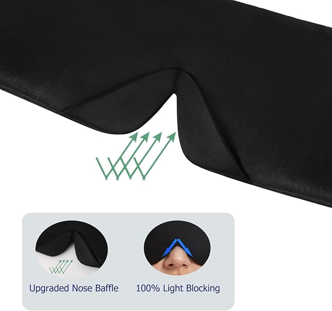 ALASKA BEAR Mulberry Silk Eye Mask, Wraparound Style Sleeping Mask and Ear Muff Blindfold for Full Blackout and Deep Sleep, Adjustable