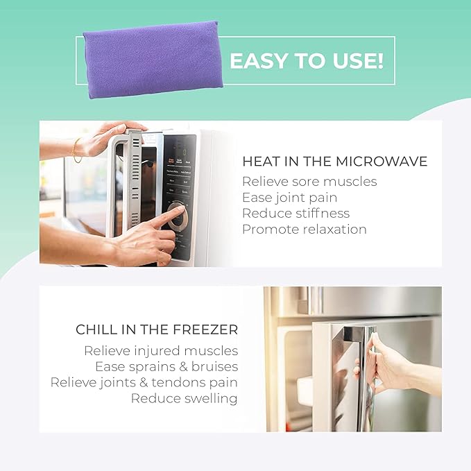 Microwavable Heating Pads for Lower Back, Neck, and Shoulder Pain Relief - Moist Microwave Heating Pad for Muscles and Joints - Microwave Hot Pack Heat Pad for Cramps - 2 Packs Purple - Lavender Scent