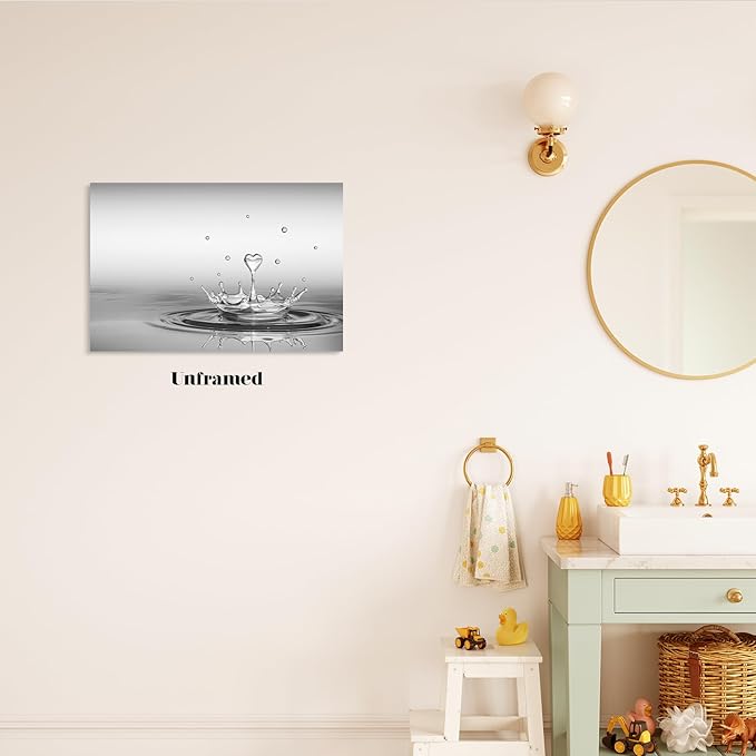 DCMVJHZV Heart Drop Bathroom Poster Black and White Bathroom Wall Art Zen Painting Wall Decor Yoga Meditation Picture Print Spa Room Bedroom Living Room Decorations(12"x16" Unframed)