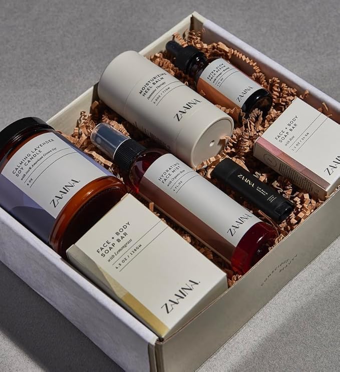 ZAAINA Spa Gift Set for Her - Relaxation Spa Kit for Women, Pampering At Home Bath and Body Self Care Spa Package, Luxury Spa Birthday Gifts for Women (PREMIUM Spa Set w/ Candle)