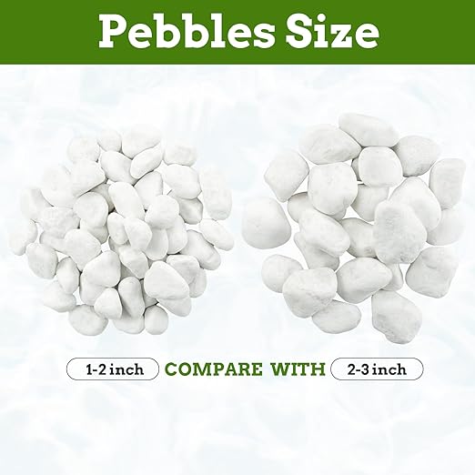 White Rocks for Landscaping, 20 lbs Large River Rocks for Garden, 2-3 Inch Pebbles for Indoor Plants, Decorative White Stones Ideal for Fish Tank, Vases