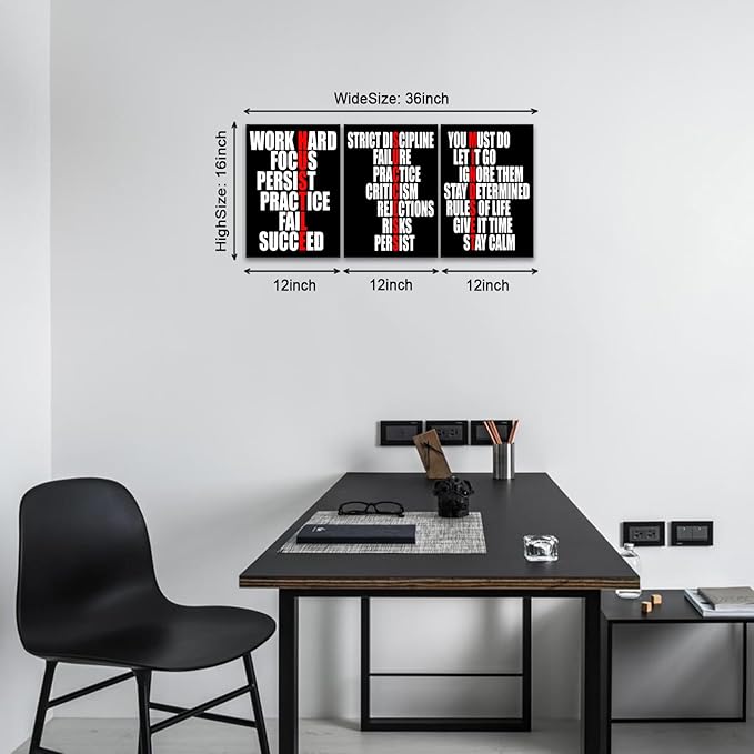 KAWAHONE Motivational Wall Decor - Hustle/Success/Mindset Definition Poster Inspirational Quotes Wall Art - Positive Affirmations Office Decor for Bedroom Living Room Home