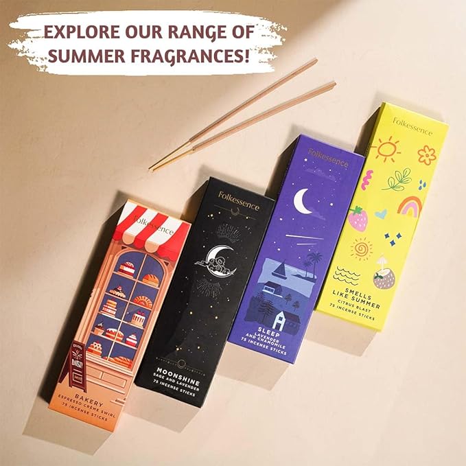 Folkulture Incense Stick for Home | Pack of 75 (8") Insence-Sticks for Meditation with 45 Mins Burn Time | Organic Insence Aromatherapy Inscents | Non Toxic Citrus Inscent-Sticks for Gifts for Women