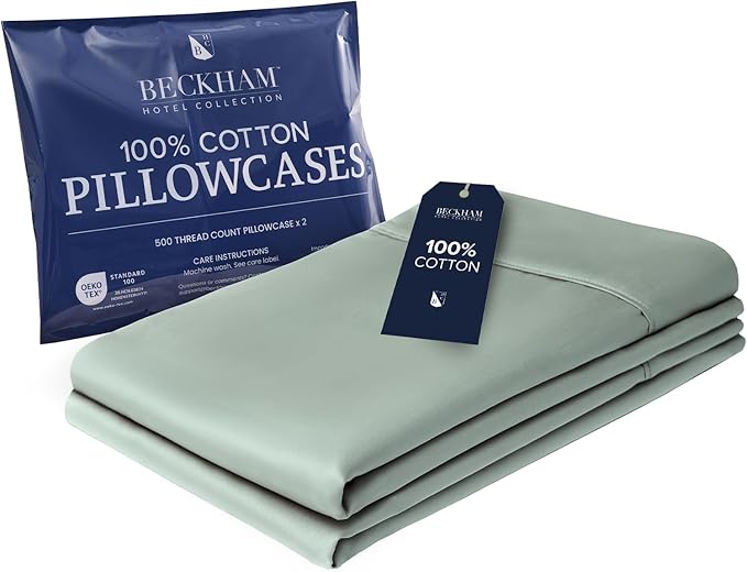 Beckham Hotel Collection Bed Pillowcases King Size Set of 2, 500TC 100% Cotton, Luxury Sateen Bedding, Open End, Breathable, Moisture-Wicking, Gray