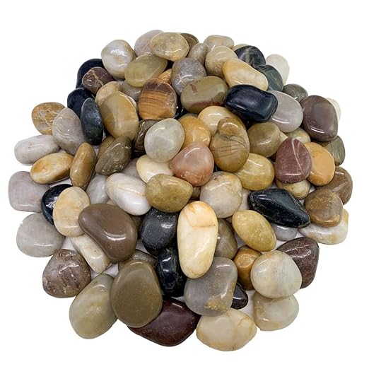 Pebbles for Indoor Plants, Mixed Color Polished River Rocks Decorative Stones for Garden, Aquarium, Vase Fillers, Outdoor Landscaping and Backyard(1-2 inch,40 Pounds)