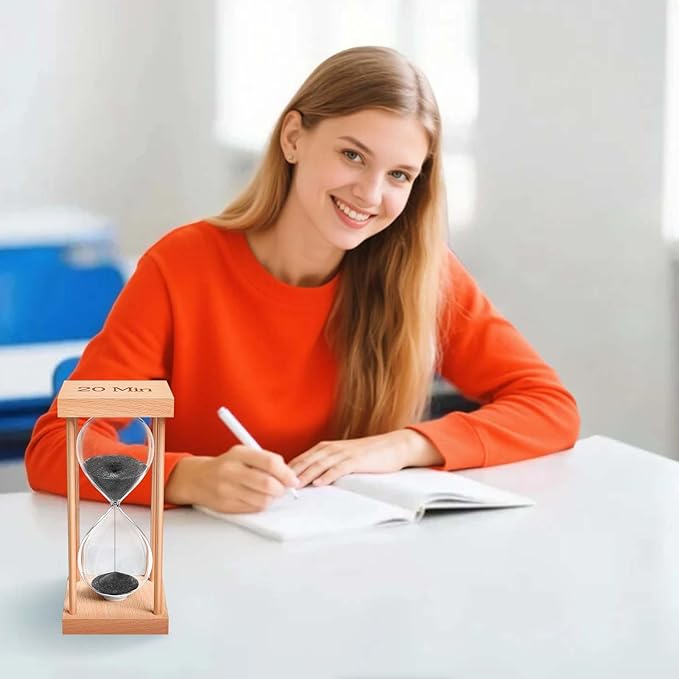 1 Minute Sand Timer, 1 Min Wood Small Hourglass Timer, Black Sand Clock, One Min Wooden Hour Glass for Classroom, Sandglass, Reloj De Arena Decorativo, Home, Office, Game, Gift