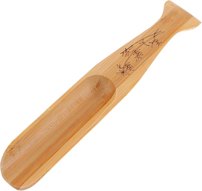 Yardwe Bamboo Wooden Tea Spoon, Compact Fishtail Shaped Scoop for Tea, Coffee, Sugar, Condiments, Ideal Teaware Accessory for Home, Office, Restaurant, 6.49 X 1.18 X 0.47 Inch