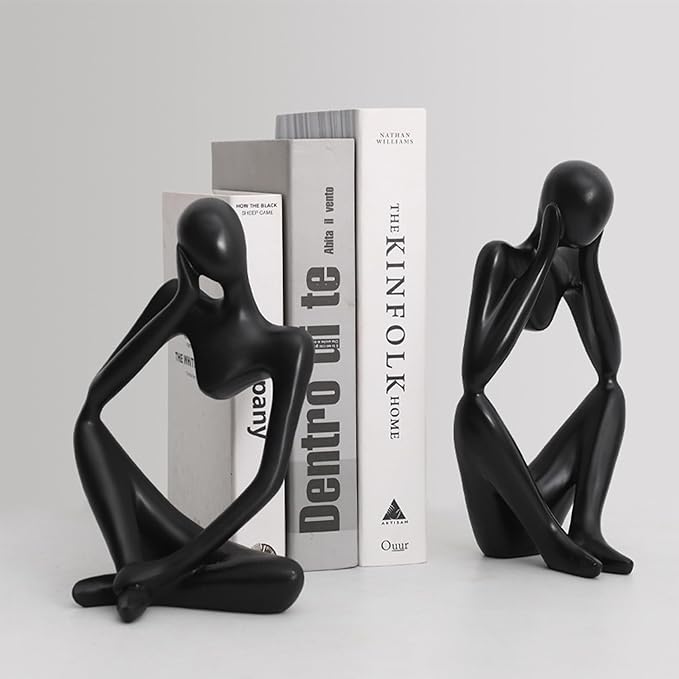 Thinker Statues and Sculptures,Sandstone Resin Thinker Statue Ornaments, Abstract Style Sculptures, Housewarming Gifts, Home Decorations, Living Room Desk Decor (Black)