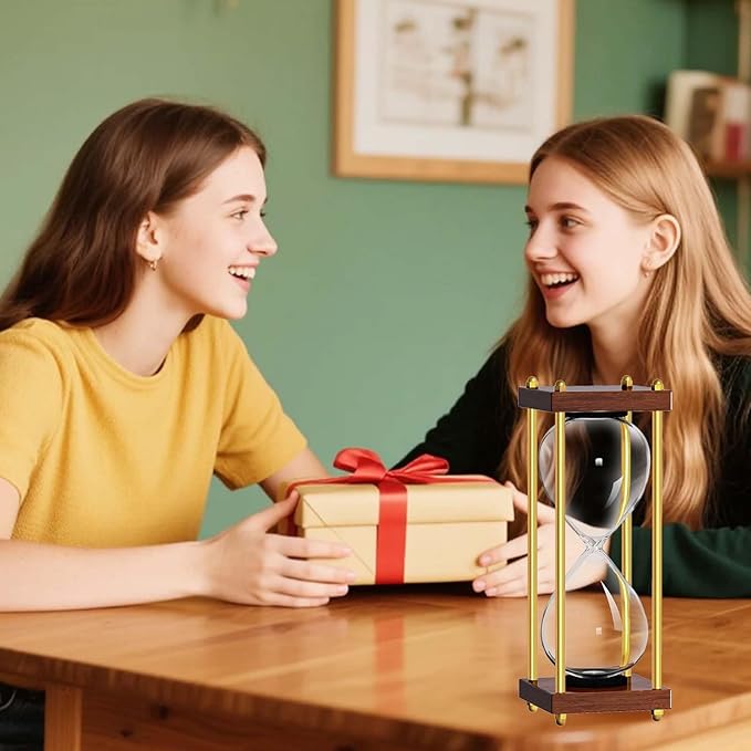 Empty Hourglass Timer, Large Fillable Hourglass, Wooden Retor Hour Glass, Sandglass for Reloj de Arena, Creative, Wedding, Decoration, Office, Home, Black