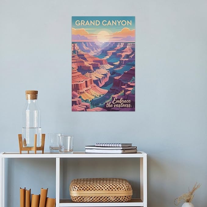 Motivational Canvas Grand Canyon Inspirational Poster Embrace The Vastness for Meditation Living Room Creative Studio Décor Print Poster Unframe-style 16x24inch(40x60cm)