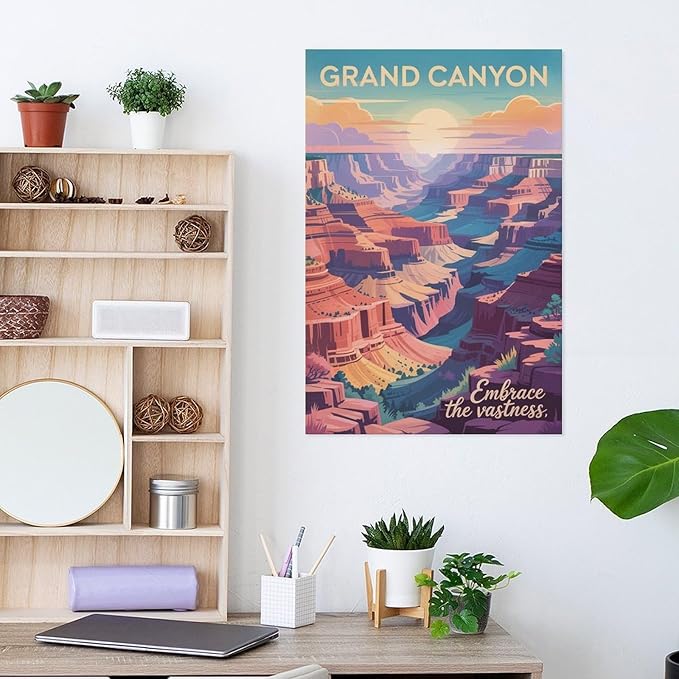 Motivational Canvas Grand Canyon Inspirational Poster Embrace The Vastness for Meditation Living Room Creative Studio Décor Print Poster Unframe-style 16x24inch(40x60cm)
