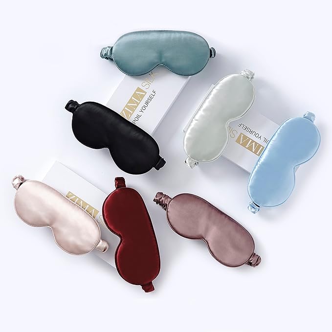 ZIMASILK Adjustable 22 Momme 100% Mulberry Silk Sleep Mask, 3D Contoured Cup Eye Mask for Sleeping, Super Soft Breathable Blindfold, Perfect Blocks Light for Sleeping. (Bluestone)