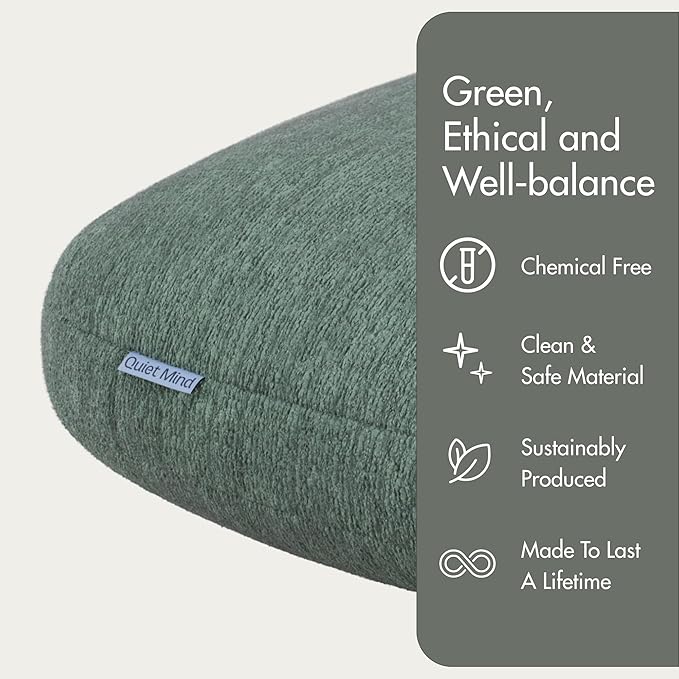 Quiet Mind Weighted Pillow for Adults 6 Lbs - Get Better Sleep - Sustainably Made and Chemical Free - Machine Washable (Small, Agave Green)