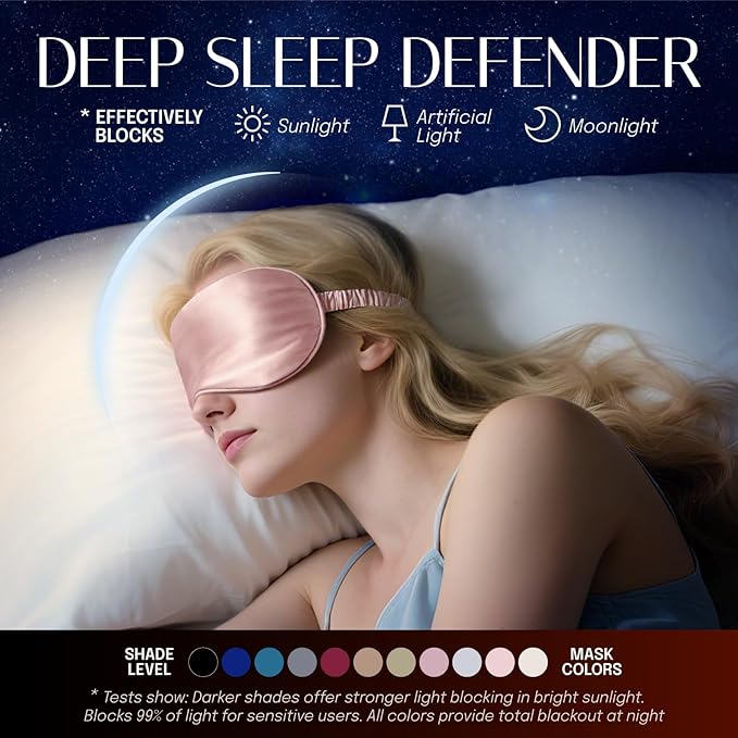 Silk Sleep Mask Eye Mask Blindfold with Double Layer Silk Filling and Elastic Strap for Full Night's Sleep, Travel and Nap, Eye Cover Eyeshade with Luxury Bag and Ear Plugs by OLESILK (Royal Blue)