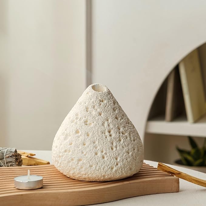 Palo Santo Holder, Modern Incense Burner for Sage, Palo Santo Sticks and Cones Burning, Mini Fireplace Chimney Smudge Bowl for Yoga, Meditation and Energy Cleansing Aromatic Home Decor