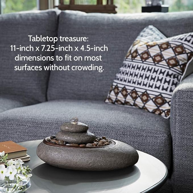 Homedics Mirra Oceanside Relaxation Fountain - Serene Decorative Home Decor, Natural