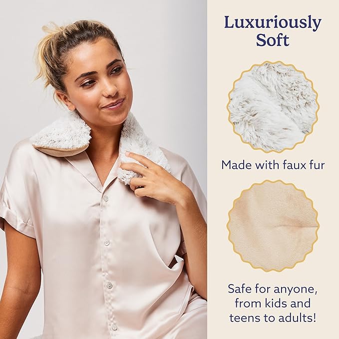 warmies Microwavable Neck & Shoulder Wrap - Heating & Cooling Plush Pad for Calming Relaxation - Weighted & Heated Neck Warmer with Scented Lavender - Microwave Heat Pad for Aches & Pain – Brown