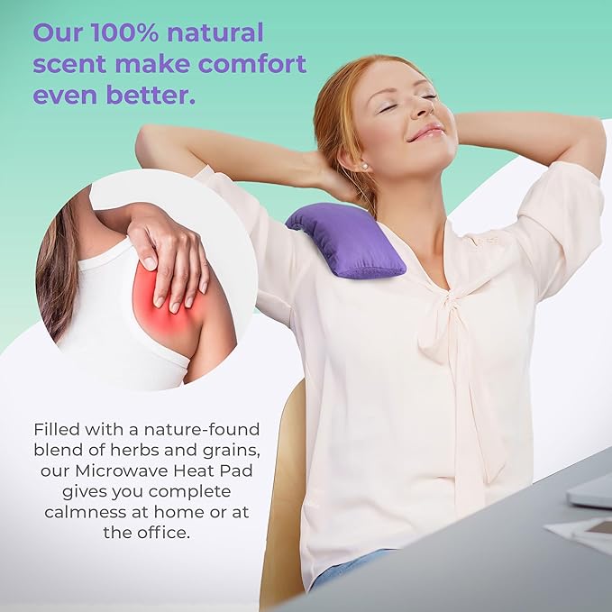 Microwavable Heating Pads for Lower Back, Neck, and Shoulder Pain Relief - Moist Microwave Heating Pad for Muscles and Joints - Microwave Hot Pack Heat Pad for Cramps - 2 Packs Purple - Lavender Scent