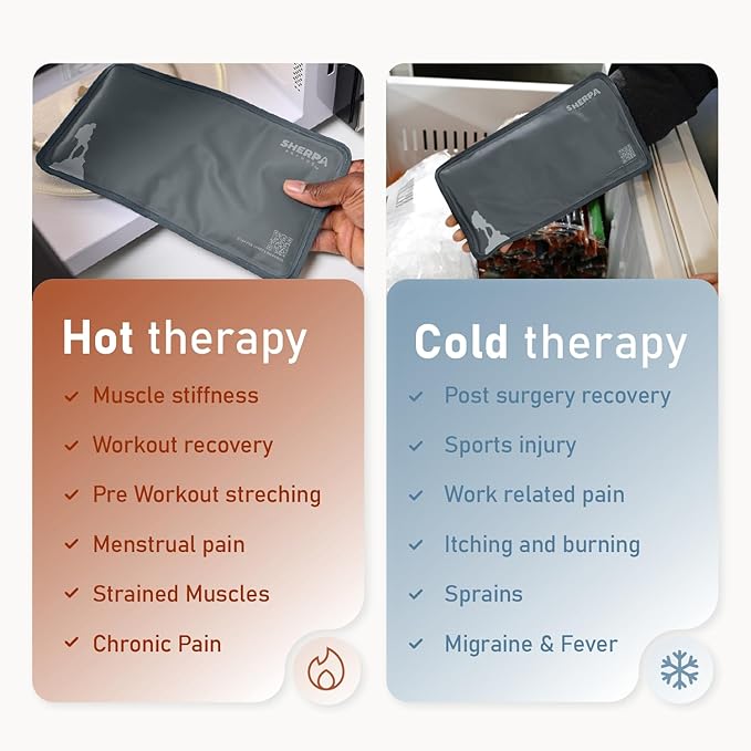 Medium Flexible Gel Ice Packs Reusable - Hot and Cold Soft Ice Packs for Injuries Reusable for Ankle, Arm, Foot, Leg, Back Pain Relief - 8" x 12" - 2PK - Grey