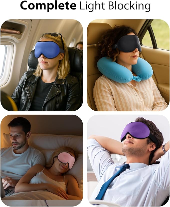 MABAO 2 Packs Weighted Sleep Mask - 100% Blackout Eye Mask for Sleeping for Women Men, 3D Contoured for Lash Extension, Zero Eye Pressure Memory Foam Cover, Soft Gentle Pressure Blindfold for Travel