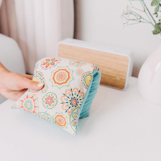 Large Microwave Heating Pad with Flax Seed, Scented or Unscented, Good for Back Pain or Cramps, Moist Heat Therapy or Ice Pack, Microwavable Bean Bag, 6" x 12" (Patchwork, Peppermint & Chamomile)