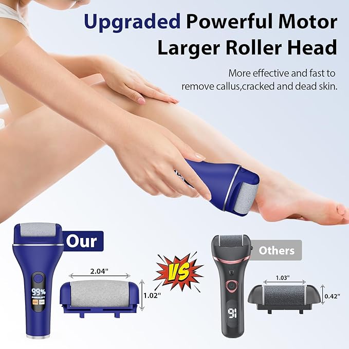 Electric Callus Remover for Feet, Rechargeable Portable Electronic Foot Callus Remover 2-in-1 Wet/Dry Foot Scrubber Electric Toot File for Hard Cracked Dry Dead Skin(Blue)