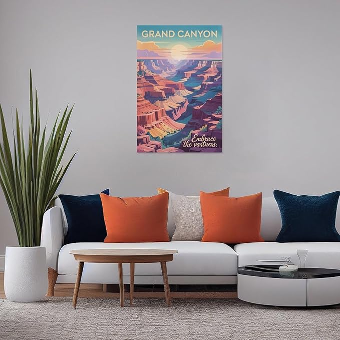 Motivational Canvas Grand Canyon Inspirational Poster Embrace The Vastness for Meditation Living Room Creative Studio Décor Print Poster Unframe-style 16x24inch(40x60cm)