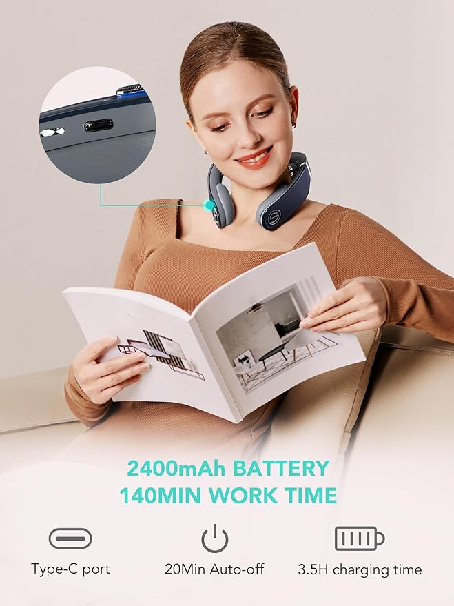 SKG Cordless Neck Massager for Pain Relief Deep Tissue Vibration Foldable Travel Massager,Portable 9D Neck Massager for Office Gifts for Men and Women