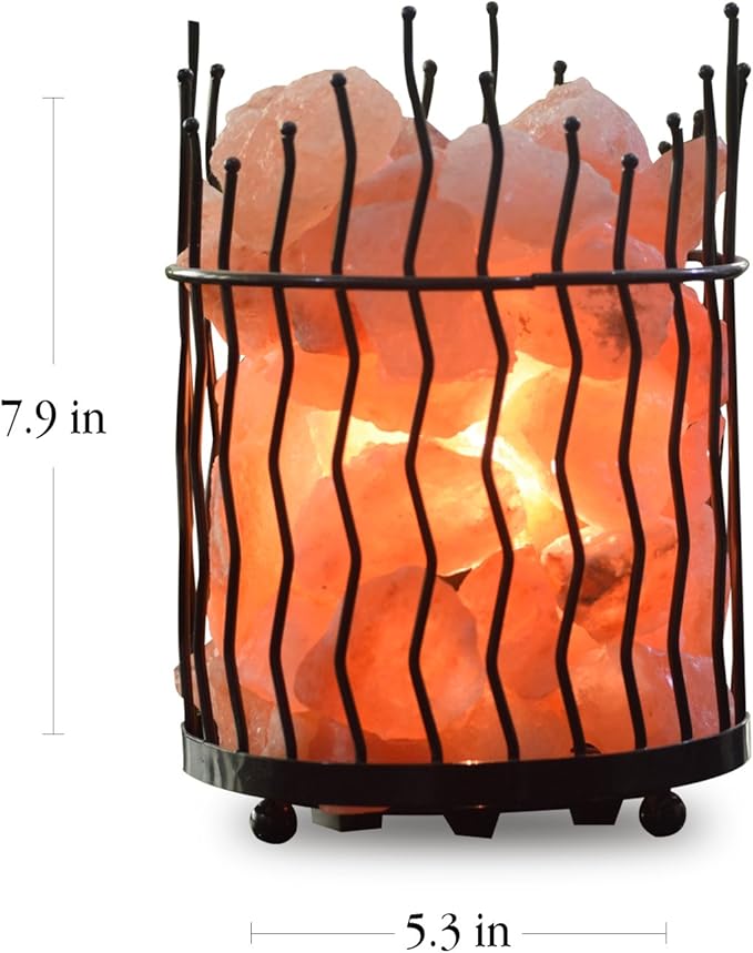 Himalayan Glow Pillar style Salt Basket Lamp with salt chunks, Himalayan Salt lamp with Touch Dimmer Control, Amber Glow, Idle for Home, Offices, and Dorm Decor