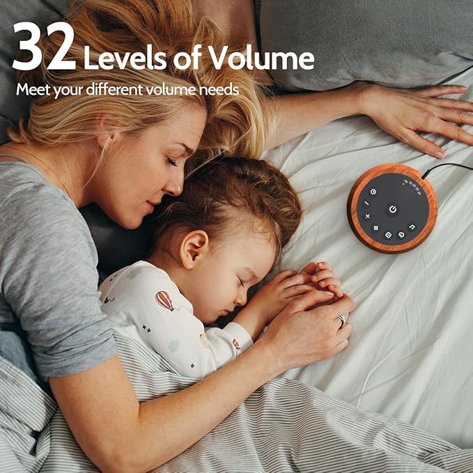 Color Noise Sleep White Noise Sound Machines 25 Soothing Sounds 32 Volume Levels 5 Timers and 4 Sound Categories Memory Function for Everyone, WOOD