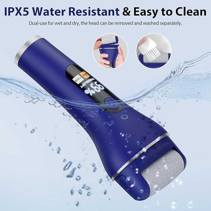 Electric Callus Remover for Feet, Rechargeable Portable Electronic Foot Callus Remover 2-in-1 Wet/Dry Foot Scrubber Electric Toot File for Hard Cracked Dry Dead Skin(Blue)
