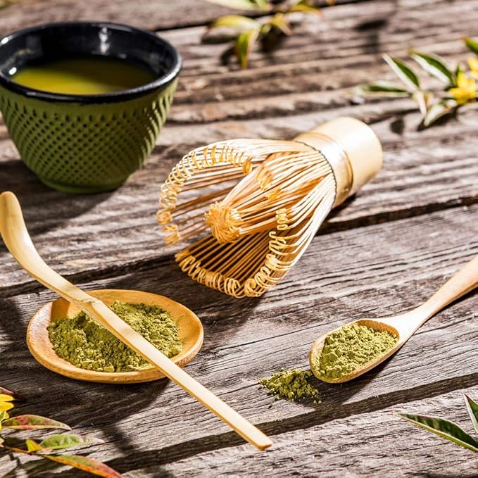 Restaurantware-Dojo Matcha Tea Whisk Set, 3-Piece Traditional Matcha Brush Set - Includes Whisk (Chasen), Scoop (Chashaku), And Spoon, Durable, Bamboo Matcha Making Set, Heat-Resistant, Sustainable